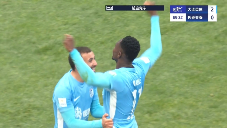 馬萊萊大連處子球！呂焯毅助攻馬萊萊破門，大連英博2-0亞泰